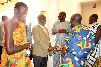 Dr Nsiah Asare (middle) together with traditional leaders