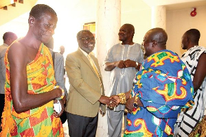 Dr Nsiah Asare (middle) together with traditional leaders