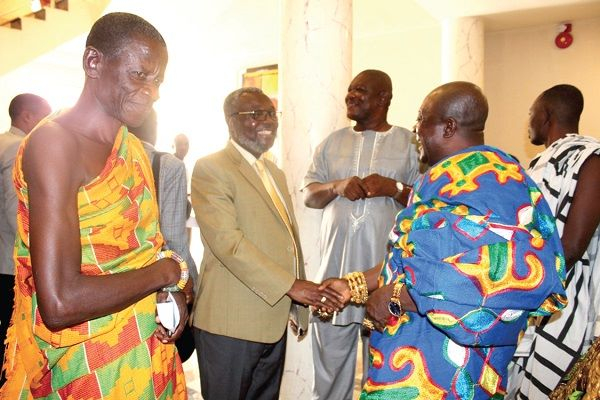 Dr Nsiah Asare (middle) together with traditional leaders