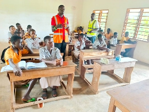 Young girls from upper primary (class 4) to JHS3 receive menstrual supplies