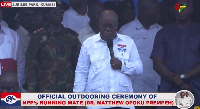 President Nana Addo Dankwa Akufo-Addo addressing the crowd at NAPO's unveiling on Tuesday