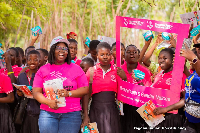 Some officials with a section of the students