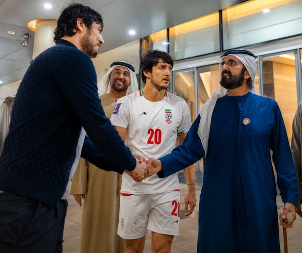 Sardar Azmoun was pictured shaking the hands of UAE Prime Minister