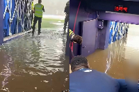The tunnel leading to the pitch was flooded