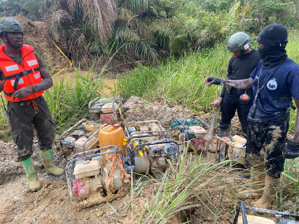 Some of the Blue Water Guards at one of the sites at Prestea