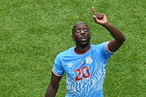 DR Congo's Yoane Wissa celebrates scoring their first goal