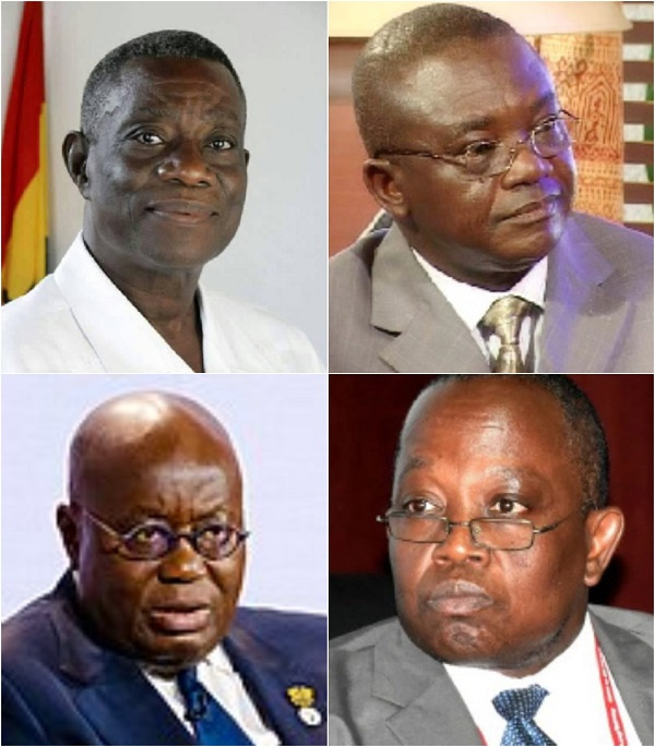 The late Prof Mills and Prof Dua Agyeman (top), Akufo-Addo and Domelevo (down)
