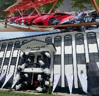 Atu Mould's fleet of cars (top) and the ADISCO dormitary block the proceeds was used for (down)