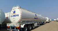 A Dangote fuel truck is parked near the Dangote Refinery in Lagos