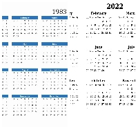Photo of the 1983 and 2022 calenders