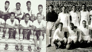 Image of Black Stars (L) and Real Madrid (R) in the 1960s