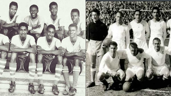 Image of Black Stars (L) and Real Madrid (R) in the 1960s