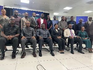 Sam George pictured with stakeholders at the launch of the Cyber Security Awareness month