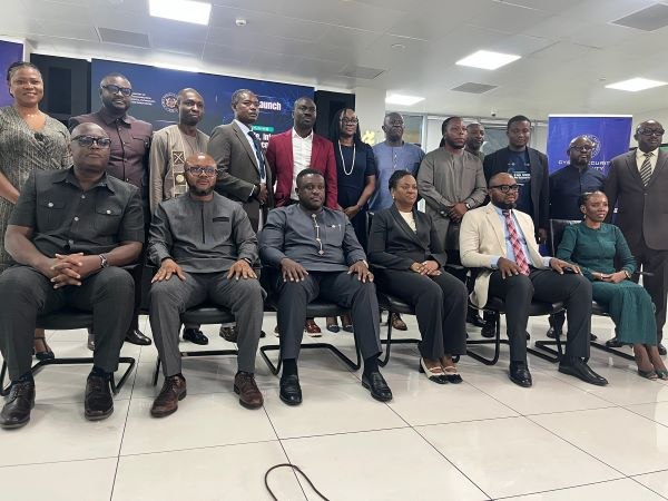 Sam George pictured with stakeholders at the launch of the Cyber Security Awareness month