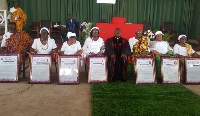 The awardees with their citation seated together with Rev. Dr. Amey (fourth from right)