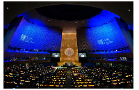 President of the United Nations General Assembly Annalena Baerbock speaks during the meeting