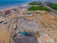 An aerial view of La beachfront after recent demolition