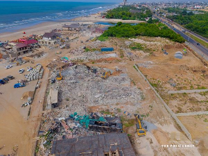 An aerial view of La beachfront after recent demolition