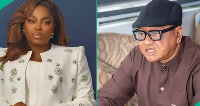 A picture collage of Nigerian filmmaker Funke Akindele and veteran actor Jide Kosoko