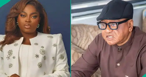 A picture collage of Nigerian filmmaker Funke Akindele and veteran actor Jide Kosoko