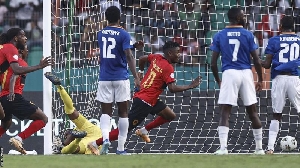 Gelson Dala (centre, wearing 10) has four goals at the 2023 Africa Cup of Nations
