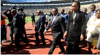 Zimbabwean Deputy President Constantino Chiwenga is seen with his wife Marry upon arrival for the in