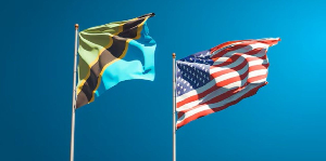 Tanzanian flag (left) and US flag