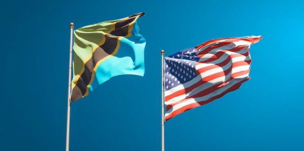 Tanzanian flag (left) and US flag