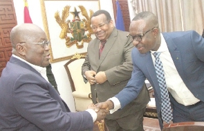 President Akufo Addo Welcoming Dr George Agyekum Nana Donkor (right), President, ECOWAS Bank For Inv