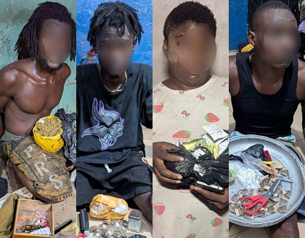 Some of the arrested suspects carrying substances believed to be drugs