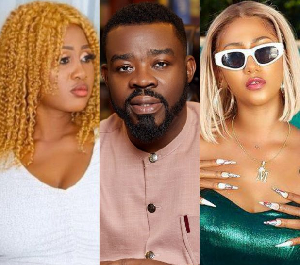 Joana Coffie (L) has submitted evidence against Hajia 4 real (R) and RNAQ (M)