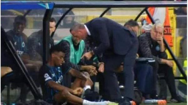 Onyedika (L) and his coach (R) got into a heated argument