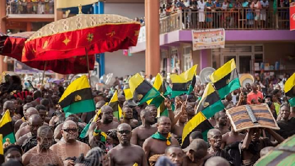 The Asante flag being waved at an event in Kumasi | File photo