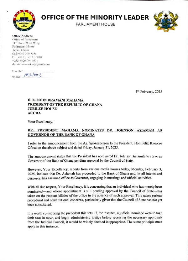 Afenyo-Markin challenges constitutionality of new BoG Governor appointment 2 16996563