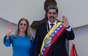 President of Venezuela Nicolas Maduro and his wife, Cilia Flores, in Caracas, Venezuela