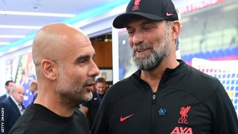 Kocin Man City, Guardiola (hagu) da kocin Liverpool Klopp