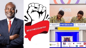 Kennedy Agyapong, #FixTheCountry logo and Opoku Ware NSMQ constestants