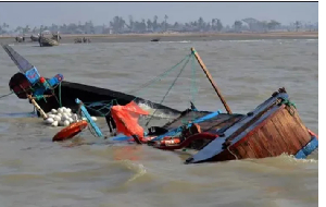 A photo of a capsized boat