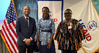 USAID’s Counsellor Clinton White, YOLO star - Asieduaa Asare-Brewu and Farmhouse CEO Ivan Quashiga