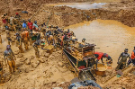An ongoing Illegal mining (galamsey) activity in Sefwi Amoaya in the Western Region