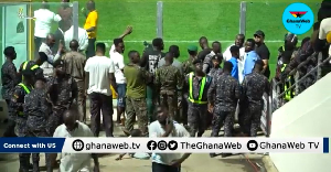 Police inside the Accra Sports Stadium