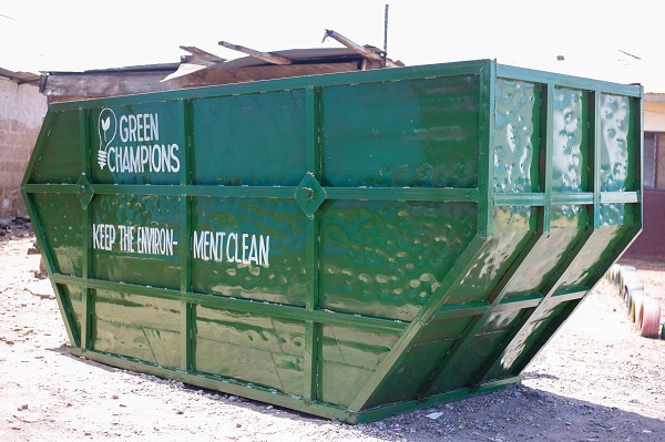 The Skip Container donated by Vivo Energy Ghana to the La Enobal Basic School