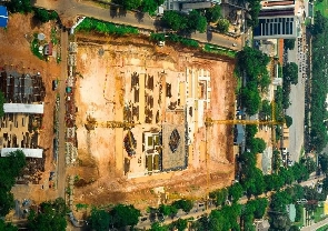 Aerial view of the current state of the National Cathedral project