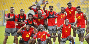 Image of Black Stars players from their day 3 training