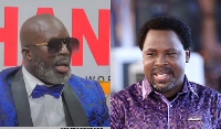 Kumchacha (left) fumes about the timing of BBC docuementary about the late TB Joshua (right)