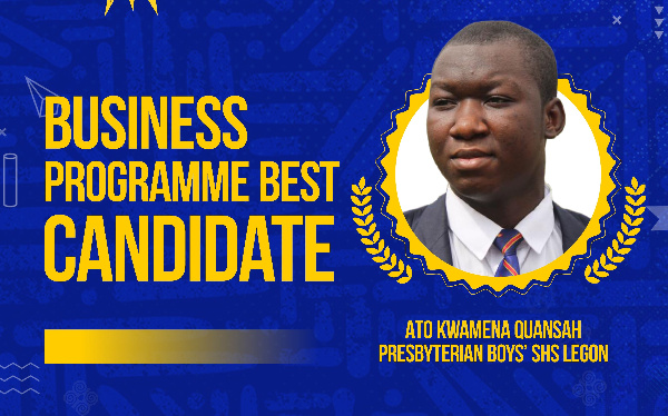 Ato Kwamena Quansah has been adjudged the best business student for the 2022 WAEC