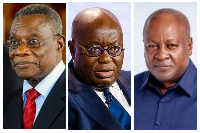 The late Atta Mills [L], Akufo-Addo and John Mahama