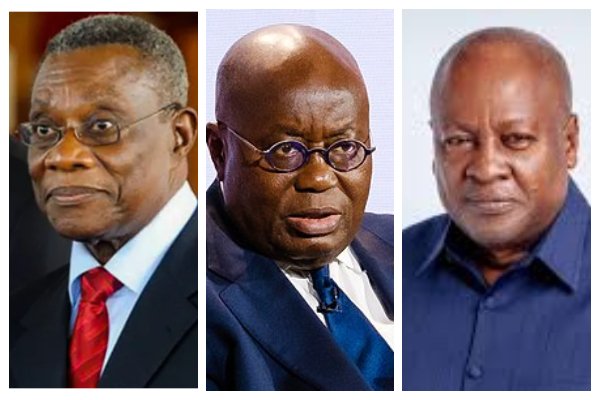 The late Atta Mills [L], Akufo-Addo and John Mahama