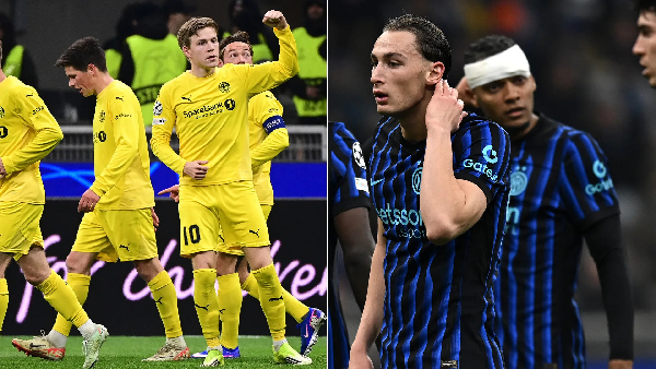 Bodo Glimt players celebrate as Inter Milan players saddened over UCL fiasco
