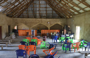 An interior view of Haske Cherubim and Seraphim Movement Church, after an attack by gunmen